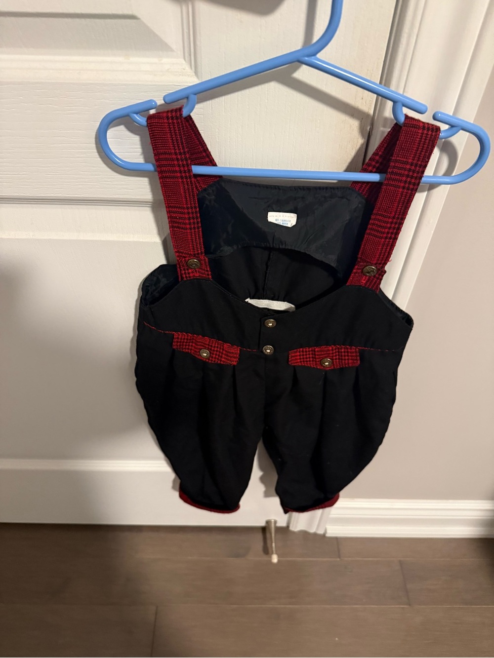Vintage Kids Black and Red Plaid overalls